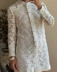 Vintage 70s Lace Button Up Micro Mini