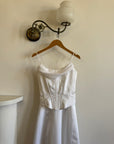 Vintage 90s Satin Jacquard Corset Wedding Dress