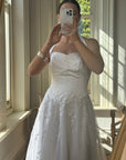 Vintage 90s Basque Halter Embellished Wedding Gown