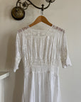 Antique Edwardian Lace Tea Soiree Dress Short Sleeve