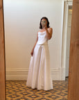 Vintage 90s Satin Jacquard Corset Wedding Dress