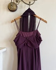 Vintage 90s Eggplant Cowl Neck Dress With Scarf