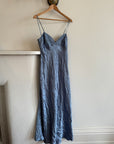Vintage 90s Blue Crinkle Bias Slip Dress