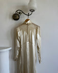 Vintage 40s Liquid Satin Wedding Gown Jester Lace Neckline