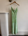 Vintage 90s Australian Made Burnt Velvet Cowl Neck Dress Apple