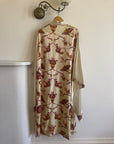 Vintage 70s Cream Oriental Floral Robe