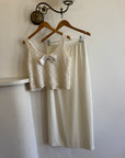 Vintage 90s Ivory Crepe Bridal Pencil Skirt