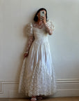 Vintage 80s Lace Satin Sequin Panelled Wedding Gown