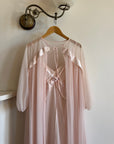 Vintage 60s Rosette Peignoir and Slip Set Pale Pink