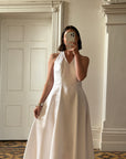 Vintage 90s Satin Halter Wedding Dress With Daisies