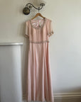 Vintage 80s Baby Pink Pure Silk Embellished Evening Gown