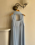 Vintage 90s Sky Blue Strappy Slip Dress with Neck Scarf