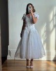 Vintage 80s Basque Waist Tinkerbell Wedding Gown