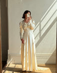 Vintage 30s Creme Liquid Satin Dress with Train and Jacket