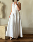 Vintage 90s Satin Halter Wedding Dress With Daisies