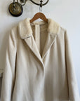 Vintage 70s Wool Blend and Faux Fur Coat Creme