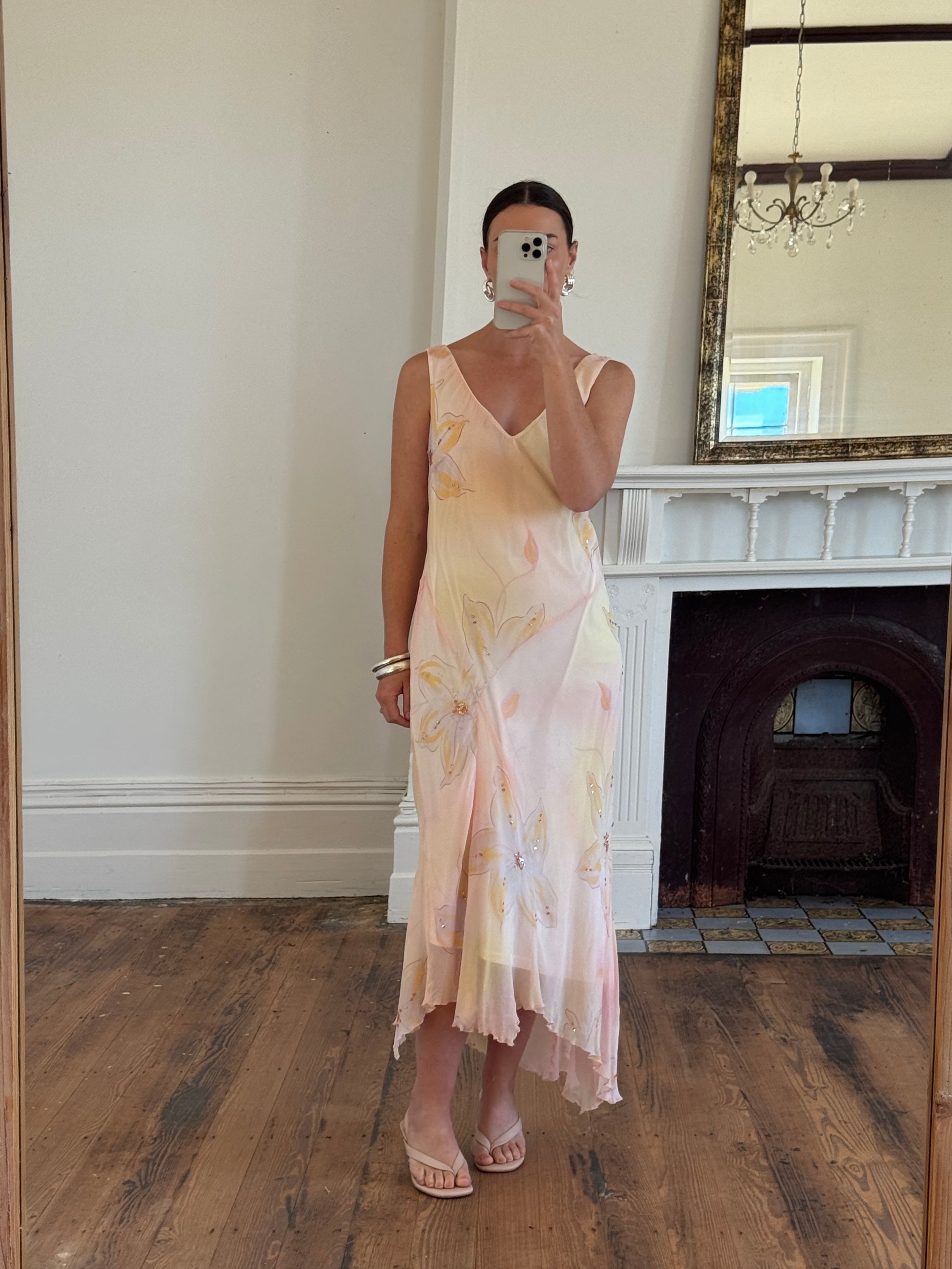 Vintage 90s Bias Cut Watercolour Floral Sundress