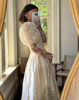 Vintage 80s Lace Satin Sequin Panelled Wedding Gown