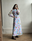 Vintage 60s Lilac Floral Spring Maxi Dress