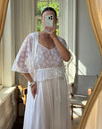 Vintage 80s Lace Peignoir and Slip Set