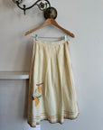 Vintage Cotton Fruit Border Midi Skirt Creme