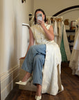 Vintage 60s Brocade Longline Qipao Cream