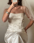 Vintage 90s Australian Made Column Strapless Satin Wedding Dress