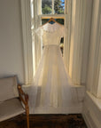Vintage 70s Tiered Organza Prairie Daisy Wedding Dress