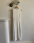 Vintage 90s Body Con Ivory Dress with Gold Hardware