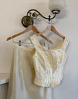 Vintage 90s Italian Two Piece Off Shoulder Beaded Rosette Wedding Set