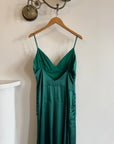 Vintage 90s Satin Drop Waist Evening Dress Teal