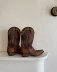 Vintage Mexican Old Gringo Western Cowboy Boots Cognac Brown