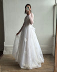 Vintage 50s Basque Waist Sheer Floral Wedding Dress