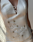 Vintage 90s Halter Two Piece Embellished Satin Wedding Set