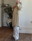 Vintage 60s Wool and Mohair Creme Check Coat
