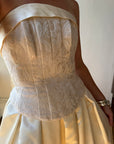 Vintage 90s Princess Brocade Champagne Wedding Gown