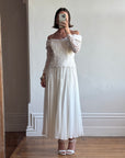 Vintage 90s Lace Off The Shoulder Chiffon Wedding Dress