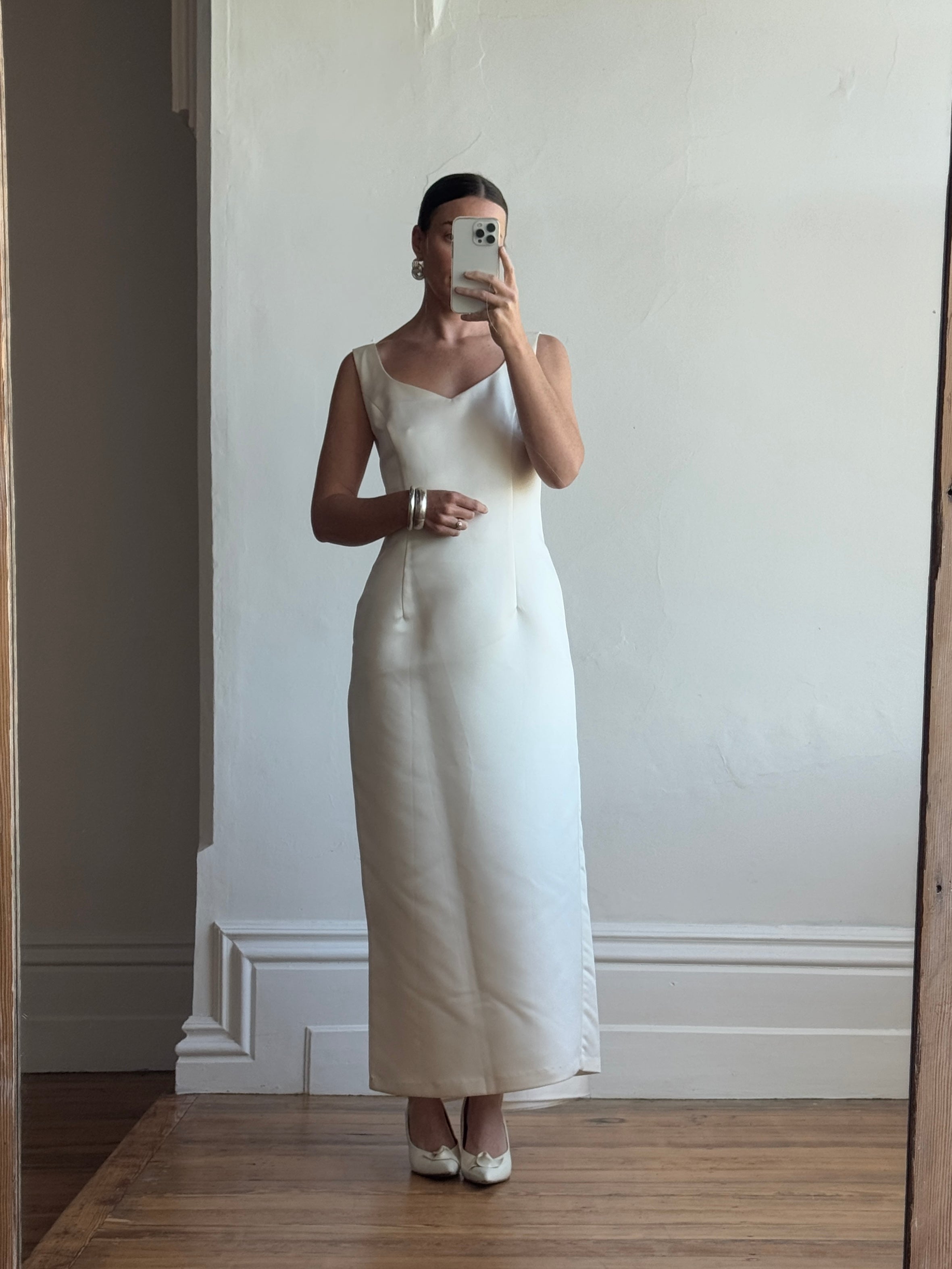 Vintage 90s Satin Slip Ribbon Crossover Bow Bridal Midi