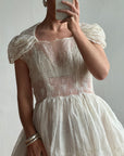 Vintage 50s Sheer Brodiere Anglaise Tiered Wedding Dress