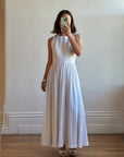 Vintage 70s Backless Pleated Halter Wedding Dress