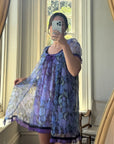 Vintage 60s Moonflower Slip and Cape Set