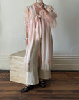 Vintage Pink Pleated Frill Tie Peignoir Cape