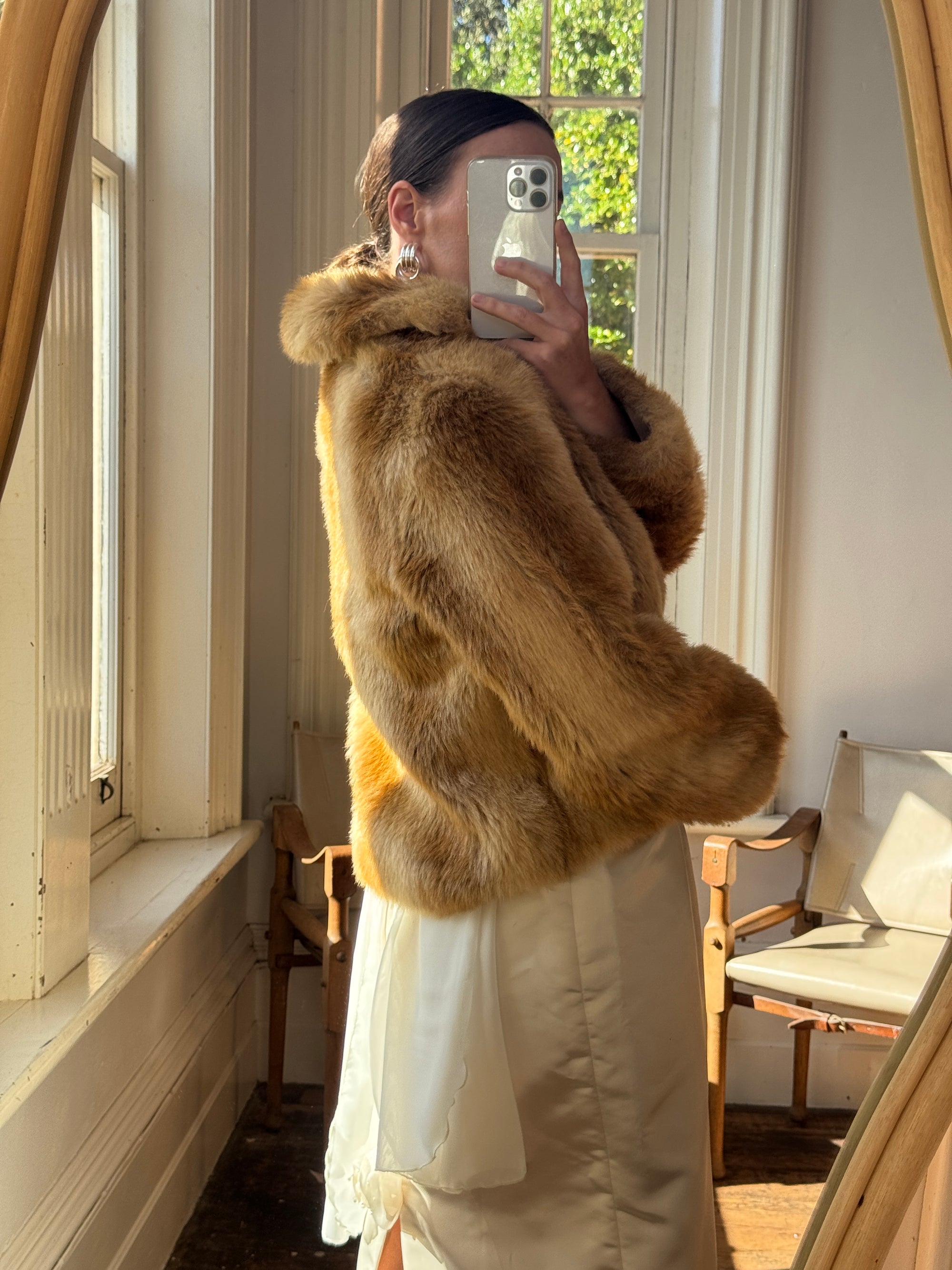 Vintage Australian Made Caramel Faux Fur coat