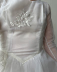 Vintage 50s Basque Waist Sheer Floral Wedding Dress