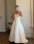 Vintage 90s Pure Silk Couture Diamante Wedding Gown