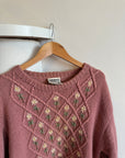 Vintage Chunky Wool Daisy Knit Dusty Pink