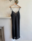 Vintage Liquid Satin Backless Slip Black