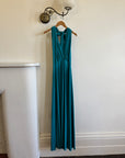 Vintage Y2K Plunging Jersey Multiwear Maxi Dress Teal