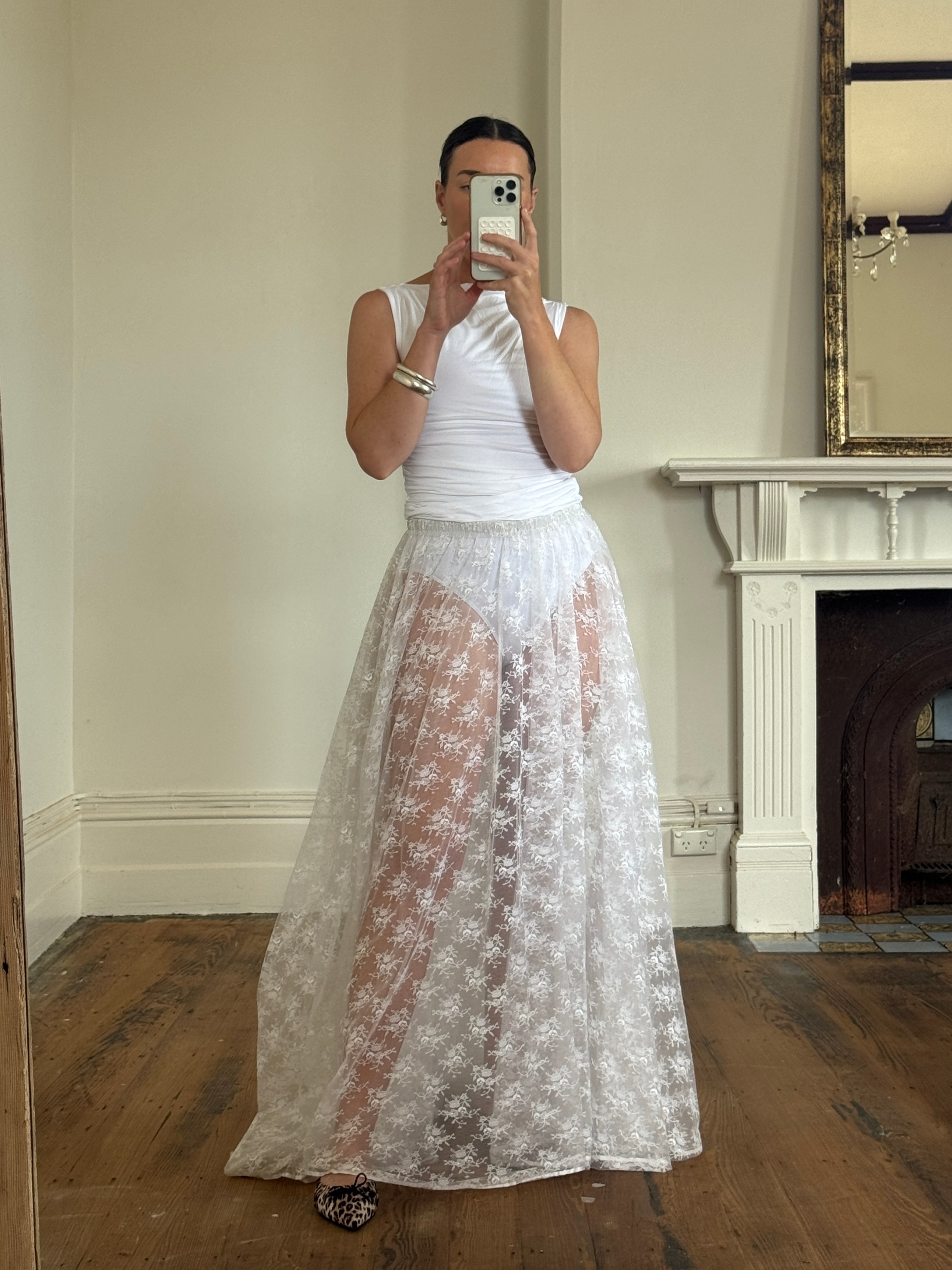 Vintage Lace Bridal Skirt with Train
