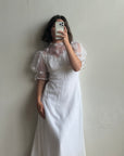 Vintage 60s Empire Organza Floral Wedding Dress